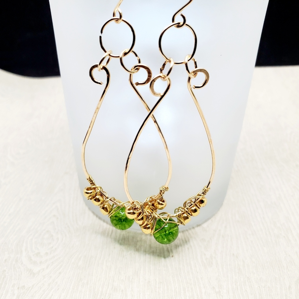 12kt :: Peridot Birthstone:: Teardrop ::Handmade